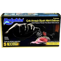 Dolphin Çok Amaçlı Siyah Pudrasız Nitril Eldiven 100'lü S