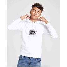 Tshirthane Trivium Baskılı Unisex Çocuk Kapüşonlu Beyaz Sweatshirt Beyaz