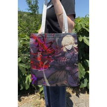 Zipzap Fate V4 Yazlık Kışlık Çift Taraflı Kanvas Baskı Bez Çanta Anime Çantası