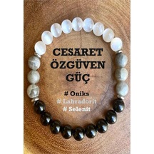 Doğaltaş - Cesaret - Özgüven - Güç - Mutluluk - Unisex Oniks - Labradorit - Selenit Çok Renkli