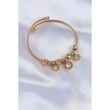 316l Çelik Gold Renk Zirkon Taşlı Model Charm Bileklik - Tj-bb6089 Diğer