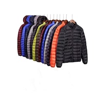 Dar Kesim Kışlık Dik Yakalı Hafif Peluş Düz Renk Erkek Ceketi Gri