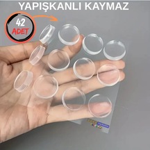 Mobilya Dolap Kapağı Ses Önleyici Cam Kesme Tahtası Ayağı Şeffaf Yapışkanlı Stoper Ayak 42 Adet