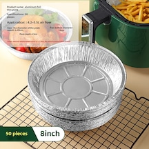 Youtek Ev Kullanıma Uygun Fırın Ve Izgara Foil Tepsisi - Yemek Tutmamaz, Yağ Geçirmez, 8 İnç Derin Tabak 50 Adet Diğer