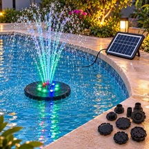 Tr Güneş Enerjili Rgb Led Işıklı Havuz Fıskiyesi - Solar Panelli Yüzer Fıskiye Çoklu Püskürtme Başlıklı G