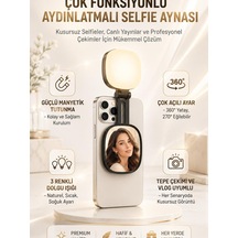 Magsafe Uyumlu Aynalı Selfie Işığı 3 Renk Modlu, Ayarlanabilir Parlaklık, Katlanabilir & Taşınabilir Telefon Işığı