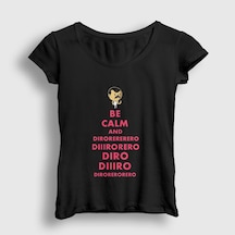 Presmono Kadın Be Calm Queen Freddie Mercury T-shirt Siyah