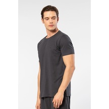 Cacharel Erkek Bisiklet Yaka T-shirt 2169/antrasit Beyaz
