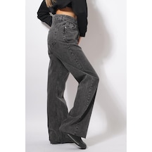 Ckm Moda Nakede Kesit Paça Detaylı Kot Pantolon Füme