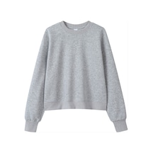 Edwardest 2025 Kadın Sonbahar Ve Kış Yeni Ağır 350g Kısa Kadın Sweatshirt'ü Gri