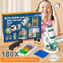 Monozone Dijital Mikroskop Seti 60-180x Büyütme El Mini Eğitici Çocuk Mikroskobu 21 Parça Eğitici Set