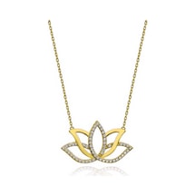 Gümüş Gold Lotus Çiçeği Kadın Kolye Altın