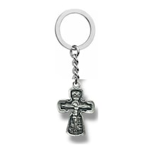 Haç Desenli Haç Figürlü Unisex Anahtarlık Zamak Metal Dini Temalı Çanta Süsü