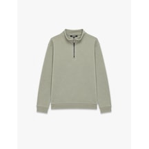 Koton Şardonlu Regular Fit Uzun Kollu Fermuarlı Yaka Sweatshirt Gri 7wam70003mk