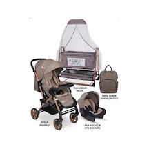Öykü Bebek Dunyasi Premium 4'lü Seyahat Ve Uyku Seti Anne Yanı Beşik- Çift Yönlü Bebek Arabası-puset-çanta