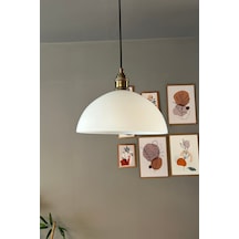 Perry Cam Tekli Avize Lale Beyaz Başlık Retro Sarkıt Lamba Restoran Salon Aydınlatma Beyaz