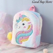 Maoyaya Jl Kızlar İçin Sevimli Unicorn Tasarımı Peluş Sırt Çantası - Çok Renkli