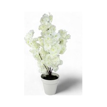 Yapay Ağaç Bahardalı Ağacı Beyaz Japon Kiraz Çiçeği Sakura Çiçeği 70cm Beyaz Plastik Saksılı