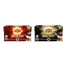 Extra Dem Demlik Süzen Poşet Siyah Çay 100'lü Paket Ve Lipton Earl Grey Demlik Süzen Poşet Bergamot Aramolı Siyah