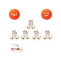 Zepli N Askı, Metal Vestiyer Askısı, Altin Matkrom, Duvar Ve Dolap Askılığı 5'li Set Vidalı Altın