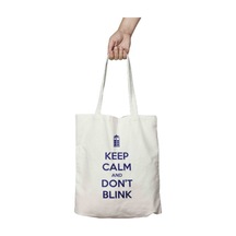 Art Hediye Keep Calm Dont Blink Iki Tarafı Kalıcı Baskılı Yıkanabilir Bez Çanta Omuz Çantası Çok Renkli
