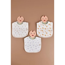 E&f Store 3'lü Sıvı Geçirmez Mama Önlüğü Seti - Ayıcık/aslan/fil Çok Renkli