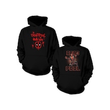Deadpool Sevgili Çift Siyah Kapşonlu Sweatshirt Siyah