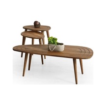 Favdecor Sweet Masif Doğal Ahşap Sehpa Set Ceviz