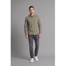 Defacto Boxy Fit Polo Yaka Çift Cepli Pamuklu Uzun Kollu Gömlek H4590ax26aukh465 Haki-kh465