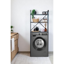Metal 3 Raflı Banyo Rafı Çamaşır Makinesi Üstü Dekoratif Raf Siyah