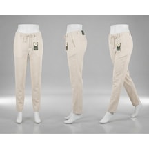 Atkgiyim Atk Giyim Ham Keten Jogger Pantolon Regular Kesim - Bej, Beyaz, Siyah, Lacivert KREM