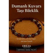 Sertifikalı Dumanlı Kuvars Taşı Bileklik 6x6 Mm Fasetli Koruma Çok Renkli