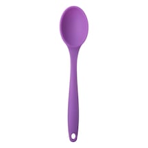 Silikon Servis Ve Yemek Hazırlama Kaşığı, Yumuşak Uç, Komple Silikon, 27 Cm, Mor Kaşık, Yanmaz Yapışmaz, Tencere Çizmez, 1 Adet