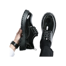 Ikkb Büyük Boy Rahat Kalın Taban Artan Moda Yeni Erkek Rahat Ayakkabılar Wjz-5661 Parlak Siyah