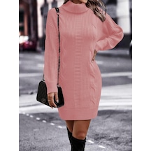 Saç Örgü & Selanik Örgü Desenli, Links Detay, Boğazlı, Uzun Kollu, Sırt Detay Desenli Pudra Triko Elbise Tunik Pudra Saç Örgü & Selanik Örgü Desenli, Links Detay, Boğazlı, Uzun Kollu, Sırt Detay Desenli Pudra Triko Elbise Tunik Pudra