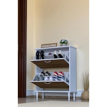 Eliusta Antrex 72 Cm Ceviz 2 Düşer Kapaklı Ayakkabılık 72x90x26 Cm Ayaklı 4 Bölmeli Ayakkabılık Ceviz