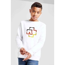 Tshirthane Rammistein Baskılı Unisex Çocuk Beyaz Sweatshirt (534771926) Beyaz