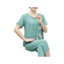 Koyu Yeşil Trendy Kadın Üst Pantolon Takımı O Yaka Orta Bel Hızlı Kuru Koyu Yeşil