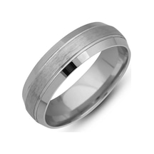 Gumush Gümüş Bombeli Çizgi Desenli Rodyum Alyans