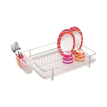 Ece Metal Yonca Tabaklık Bulaşıklık Krom Kaplama Metal Sepet Plastik Tepsi Krom