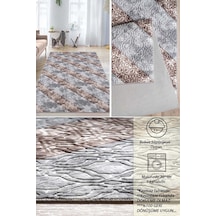 Raschel Carpet Gri Emboss Desenli Kalın Yumuşak Kaymaz Özel Taban Halı Yolluk