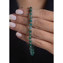 14 Ayar Altın Mint Yeşil Taşlı Dorika İpli Bileklik Sarı Altın