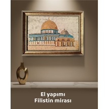 Sanatsal Mozaik Taş Paneli Kubbet-üs-sahra Altın Çerçeve P00050