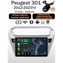 Peugeot 301 2012-2023 Android 14 Navigasyon Multimedya Tesla Ekran Android Teyp Double Teyp 8gb Ram 128gb Hafıza Kablosuz Carplay Android Auto 9"
