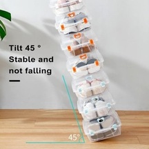 Novahub Turuncu Plastik Ayakkabı Organizatörü, Havalandırma Delikli, Şeffaf, Yerden Tasarruf, Ev İçin L Boyutu Turuncu