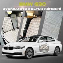 Bmw G30 Bej Renk Tay Tüyü Cepli & Terletmez Sırtlı Oto Koltuk Minder Seti - Koltuk Koruma Kılıfı Ön & Arka Tam Set