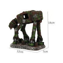 Pazly Çok Renkli Reçine Robot Köpek Ve Kale Dekoru - 14x12x7cm Akvaryum Zenginliği Çok Renkli