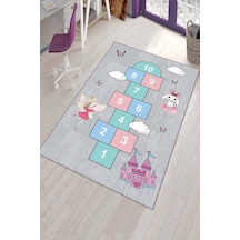 Çok Renkli Kaymaz Tabanlı Seksekli Çocuk Halısı Ar1130n11