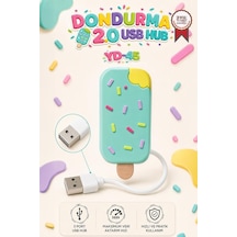 Tr Torima Dondurma Usb Hub Dağıtıcı 2.0 Usb + Type-c Port Çoğaltıcı Yd45 Su Yeşili