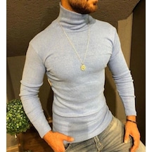 Ertaştrendstore Erkek Kaşkorse Boğazlı Full Likralı Fitilli Body Kazak - Gri Çoklu Renk
